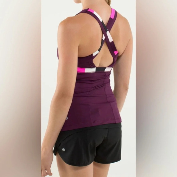 Lululemon Athletica  Stuff Your Bra cross cross Tank Pink Plum - Picture 2 of 13
